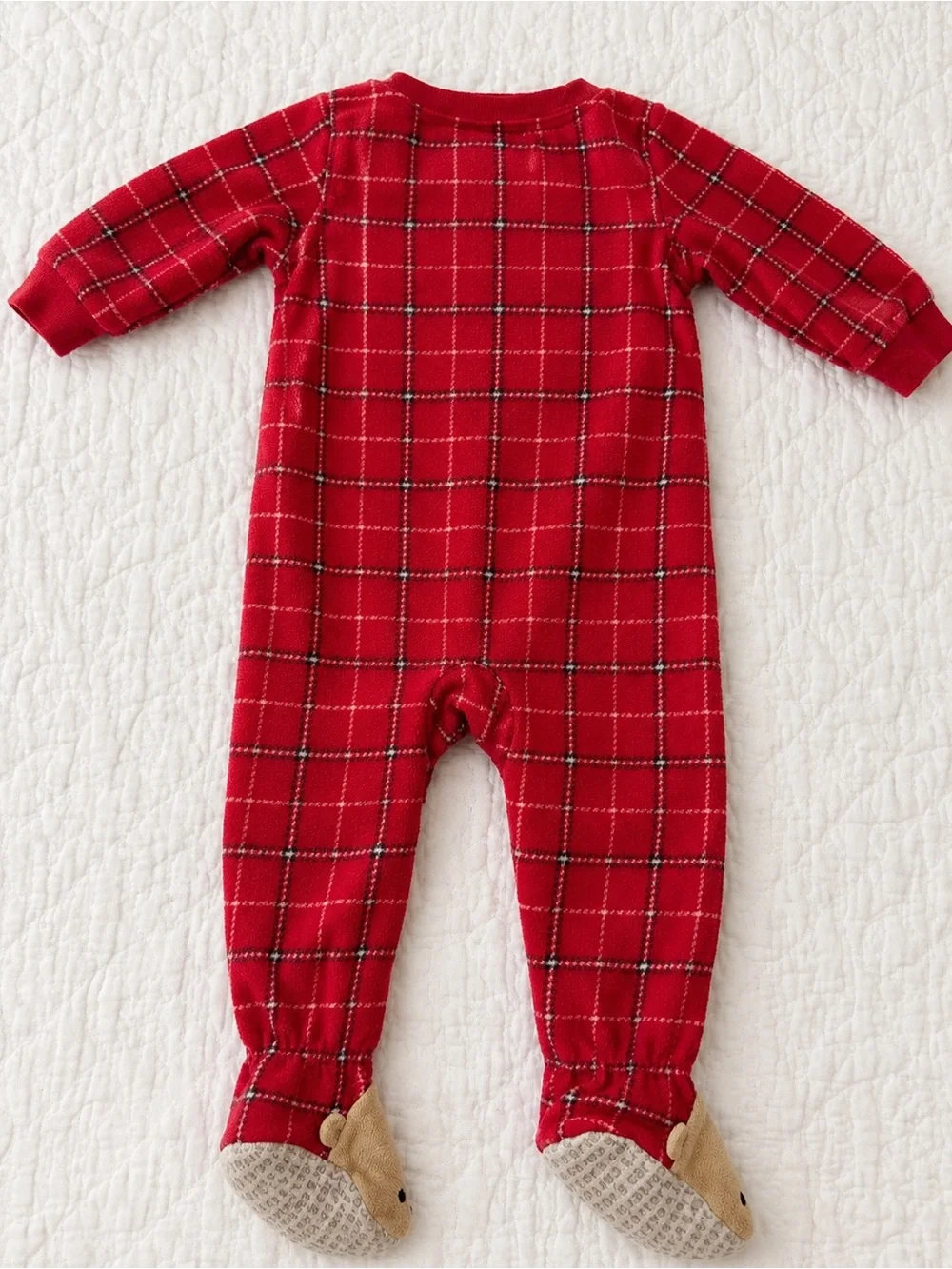 Carter’s Christmas Red Plaid Bear Footie Sleeper Baby Size 18M